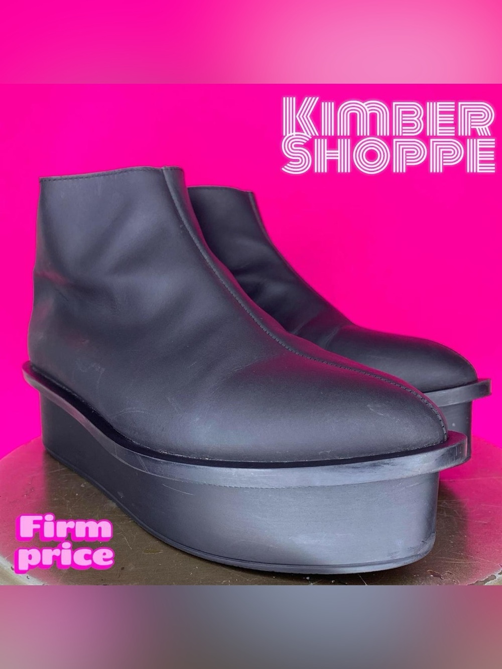 Cheap Monday Black Faux Leather Pointed Toe Platform Ankle Boot US 8